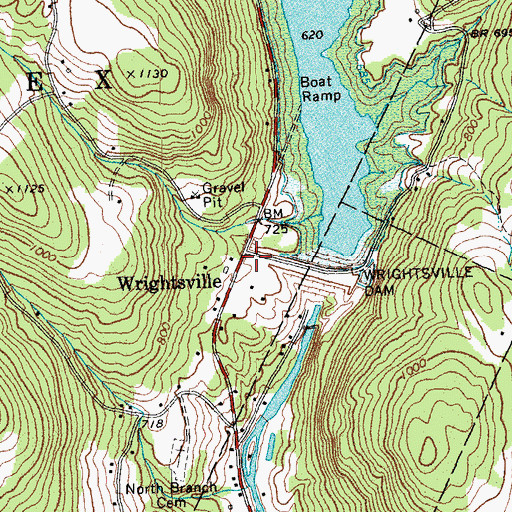 Topographic Map of Wrightsville, VT