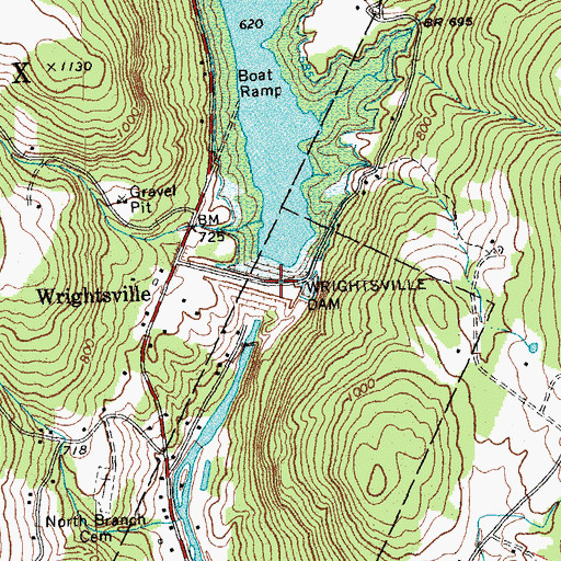 Topographic Map of Wrightsville Dam, VT