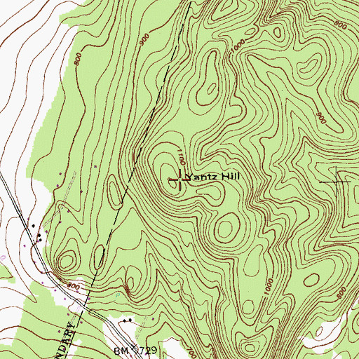 Topographic Map of Yantz Hill, VT