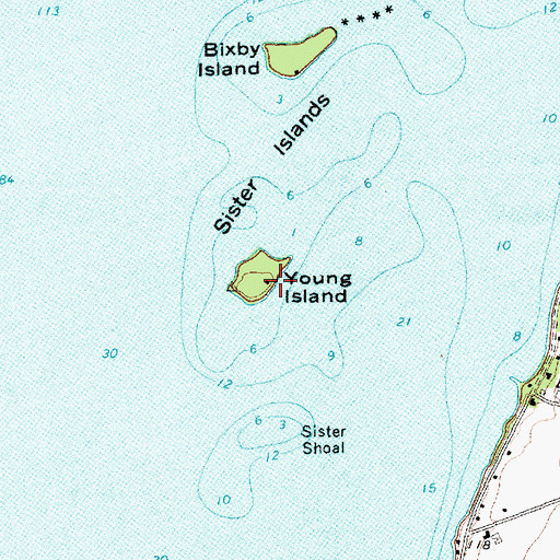 Topographic Map of Young Island, VT