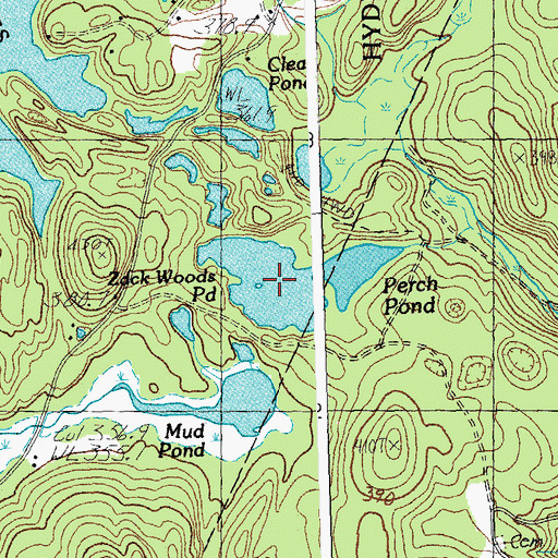 Topographic Map of Zack Woods Pond, VT