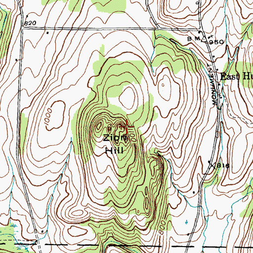 Topographic Map of Zion Hill, VT