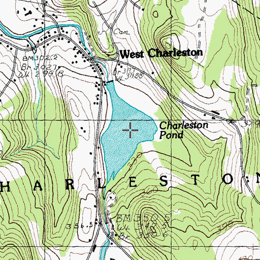 Topographic Map of Charleston Pond, VT