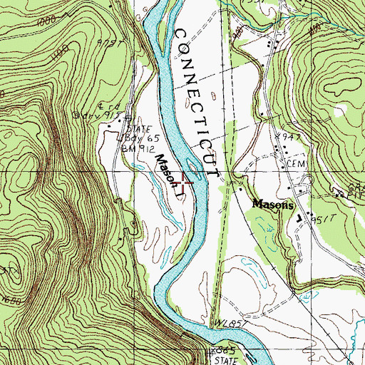 Topographic Map of Mason Island, VT