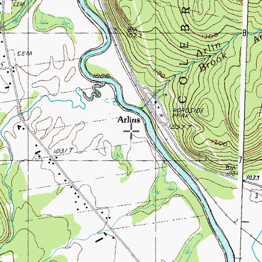 Topographic Map of Arlins, VT