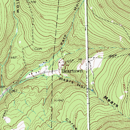 Topographic Map of Beartown, VT