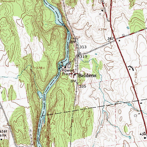 Topographic Map of Beldens, VT