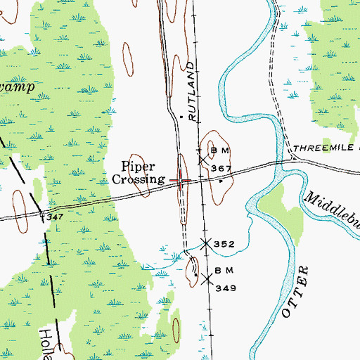 Topographic Map of Piper Crossing, VT