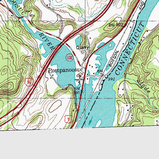 Topographic Map of Pompanoosuc, VT