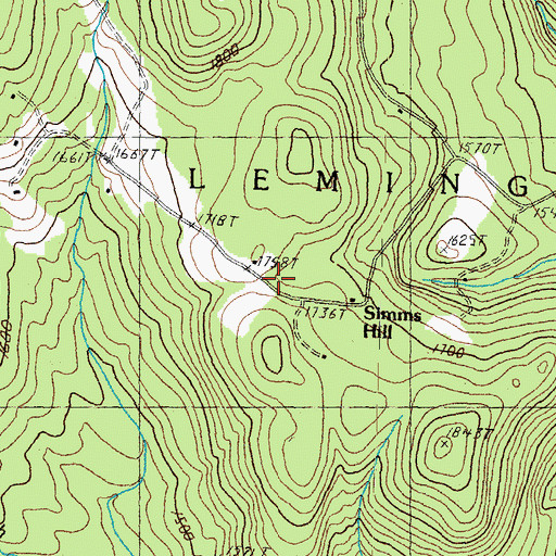 Topographic Map of Simms Hill, VT