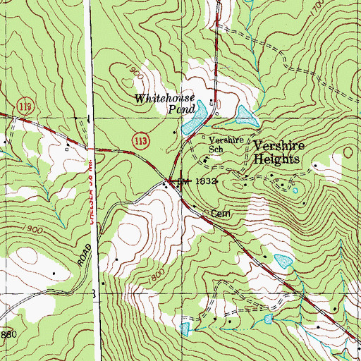 Topographic Map of Vershire Heights, VT