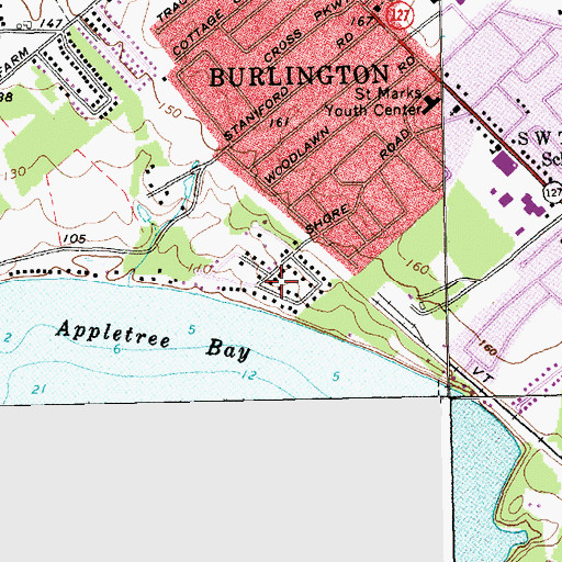 Topographic Map of Bernard J Leddy Park, VT