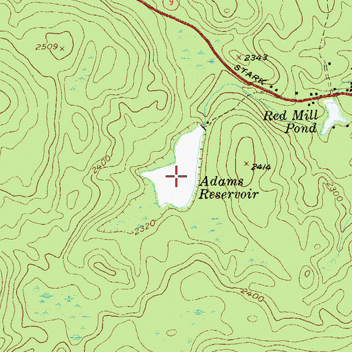 Topographic Map of Adams Reservoir, VT