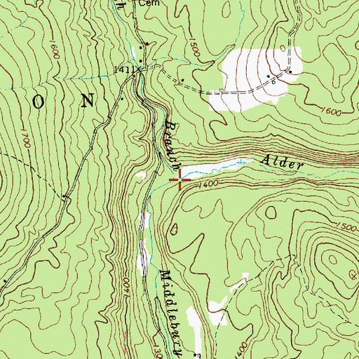 Topographic Map of Alder Brook, VT