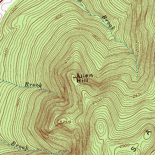 Topographic Map of Allen Hill, VT