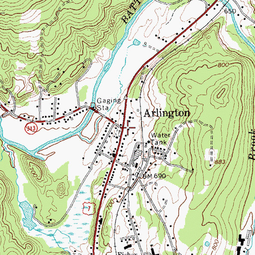 Topographic Map of Arlington, VT
