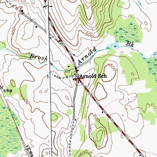Topographic Map of Arnold School, VT