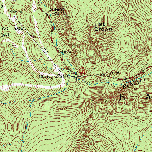 Topographic Map of Bailey Falls, VT