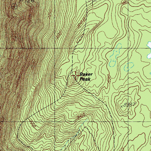 Topographic Map of Baker Peak, VT