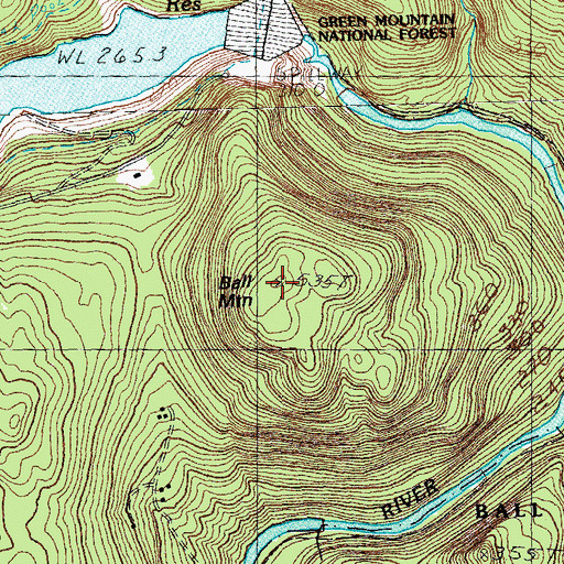 Topographic Map of Ball Mountain, VT