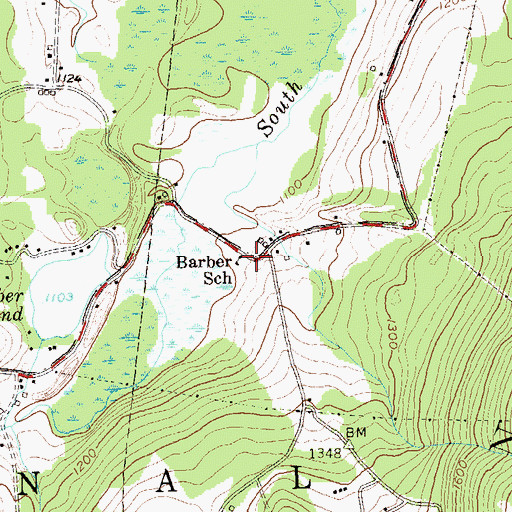 Topographic Map of Barber School, VT