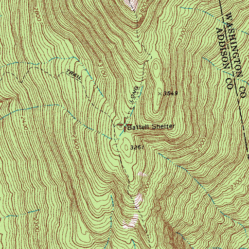 Topographic Map of Battell Shelter, VT