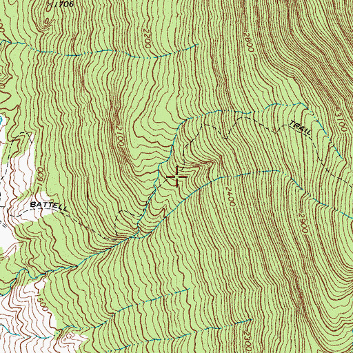 Topographic Map of Battell Trail, VT