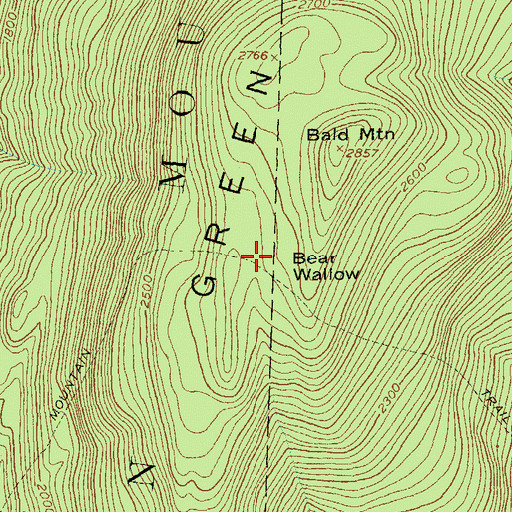 Topographic Map of Bear Wallow, VT