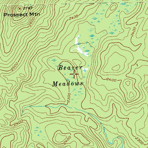 Topographic Map of Beaver Meadows, VT
