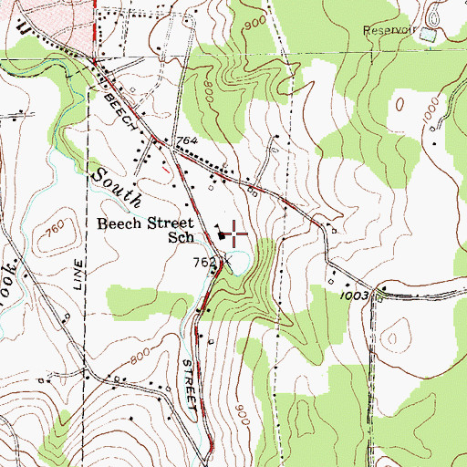 Topographic Map of Beech Street School, VT