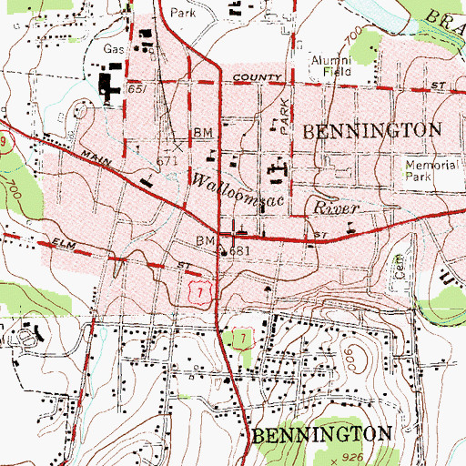 Topographic Map of Bennington, VT