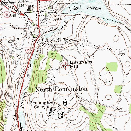 Topographic Map of Bingham Hill, VT