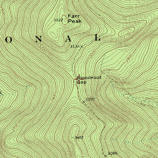 Topographic Map of Bloodroot Gap, VT