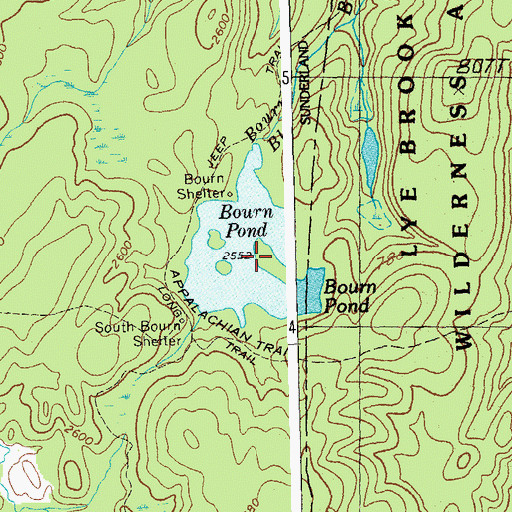 Topographic Map of Bourn Pond, VT