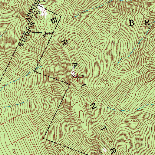 Topographic Map of Braintree Mountain, VT