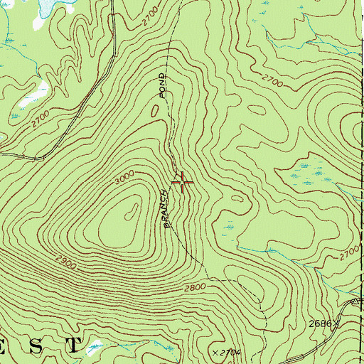 Topographic Map of Branch Pond Trail, VT
