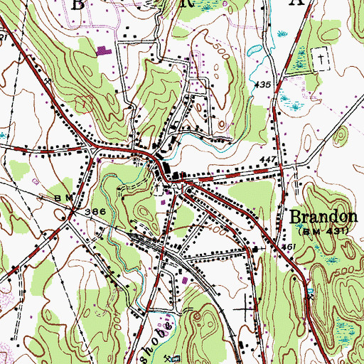 Topographic Map of Brandon, VT