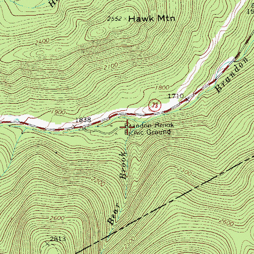 Topographic Map of Brandon Brook Picnic Ground, VT