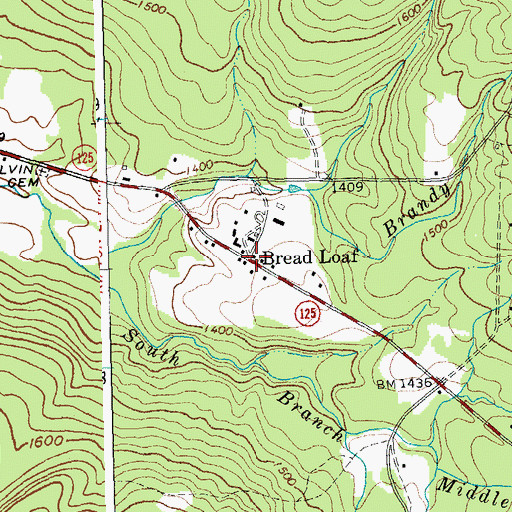 Topographic Map of Bread Loaf, VT