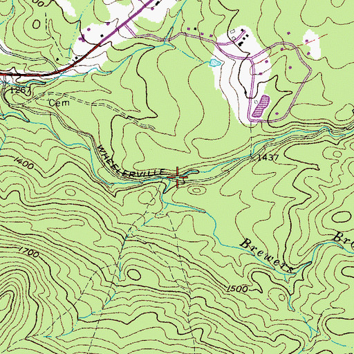 Topographic Map of Brewers Brook, VT