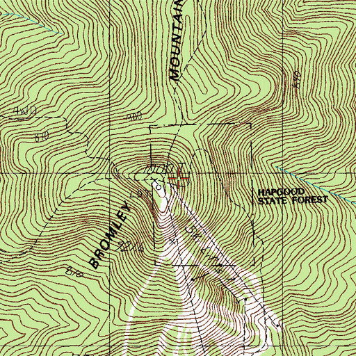 Topographic Map of Bromley Mountain, VT