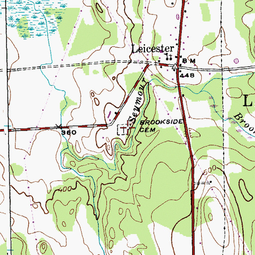 Topographic Map of Brookside Cemetery, VT