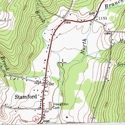 Topographic Map of Brown Brook, VT