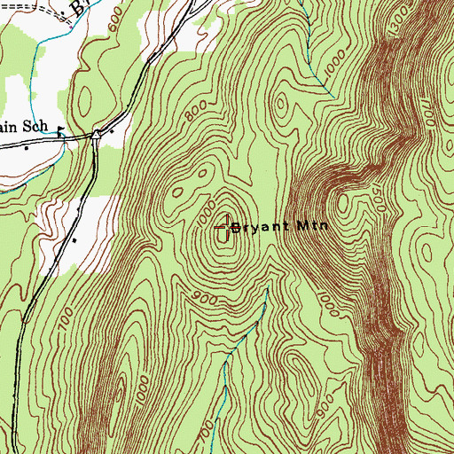 Topographic Map of Bryant Mountain, VT