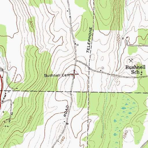 Topographic Map of Bushnell Cemetery, VT