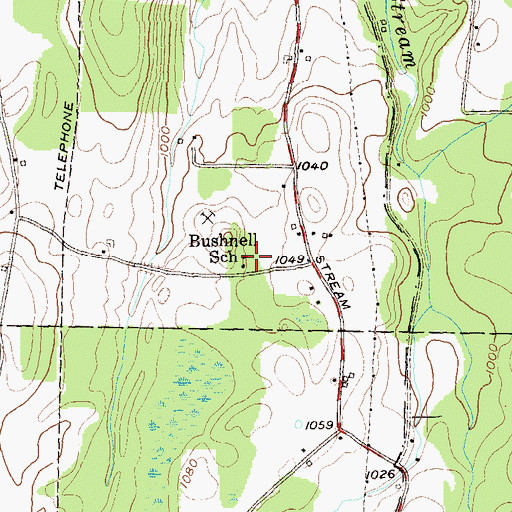 Topographic Map of Bushnell School, VT