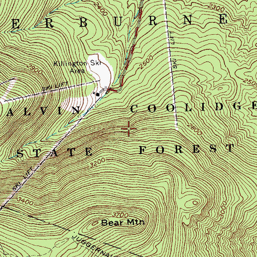 Topographic Map of Calvin Coolidge State Forest, VT