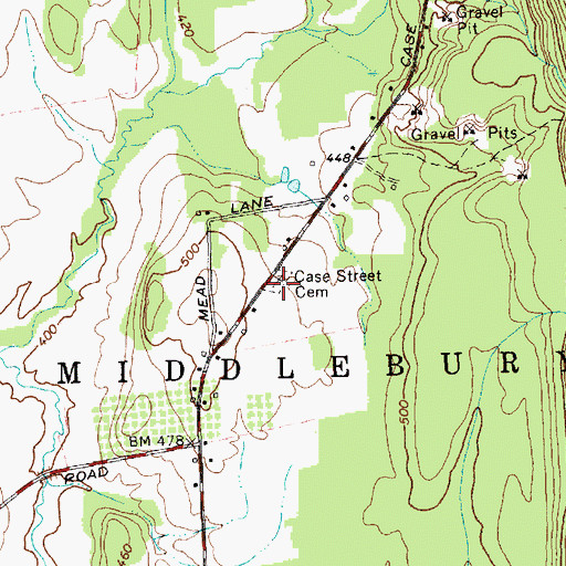 Topographic Map of Case Street Cemetery, VT