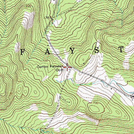Topographic Map of Center Fayston Cemetery, VT