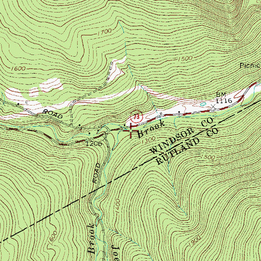 Topographic Map of Chittenden Brook, VT